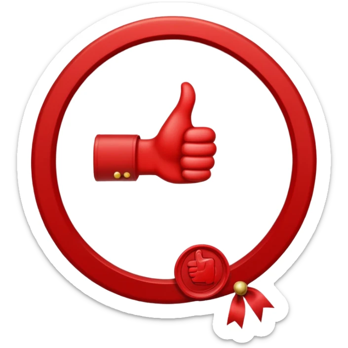 A simple emoji of a certificate document with a seal and a thumbs-up symbol, representing qualification or certification sticker