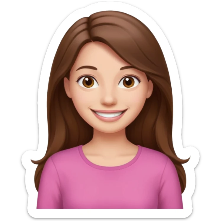 Painting women. smilling   Long hair,  lunette peinture top pink sticker