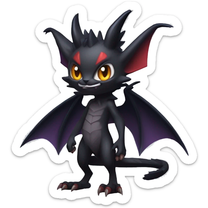  Kawaii Edgy Cool Vampiric Beautiful Noivern-Nargacuga-Litten with big Bat Ears full body sticker