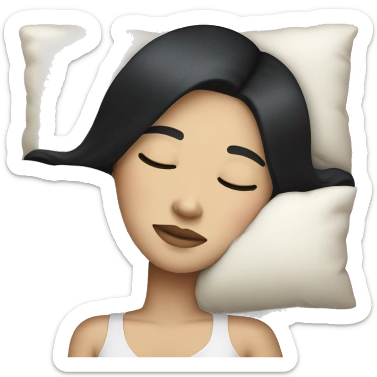 woman with black hair and white skin sleeping sticker