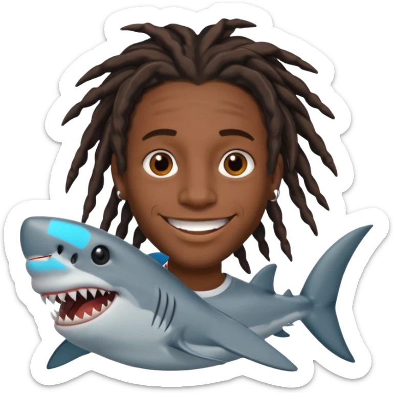 Dark skin black male with locs and shark bite piercings sticker