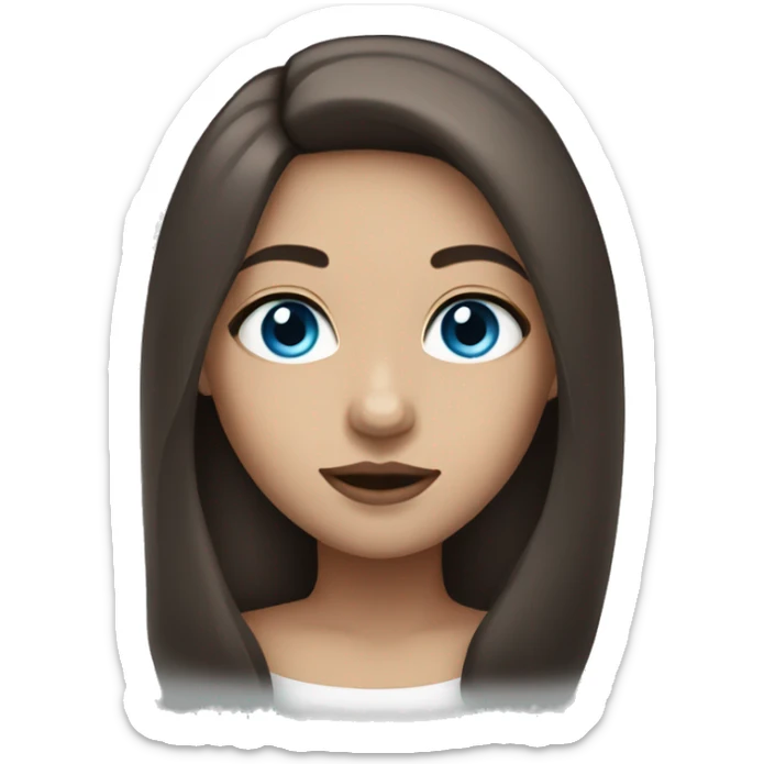 girl with long hair, dark brown hair, blue eyes and full lips sticker