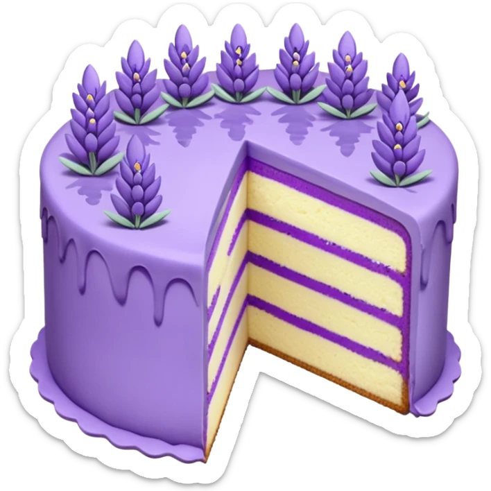 a cut out piece of an Aesthetic gorgeous beautiful pretty inspo Lavender cake with lavender flowers  sticker