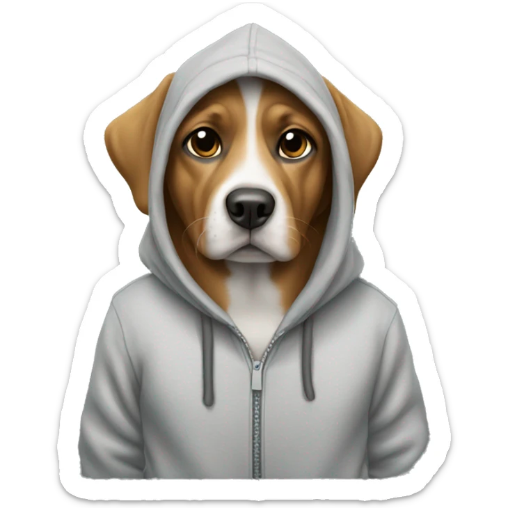 Dog wearing a hoodie  sticker