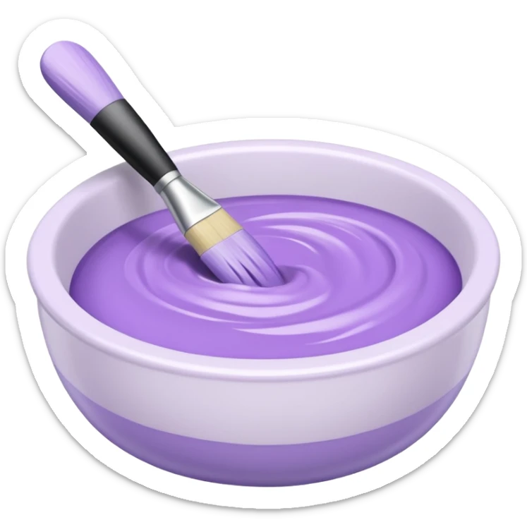 bowl of pastel purple hair dye with a brush next to it sticker