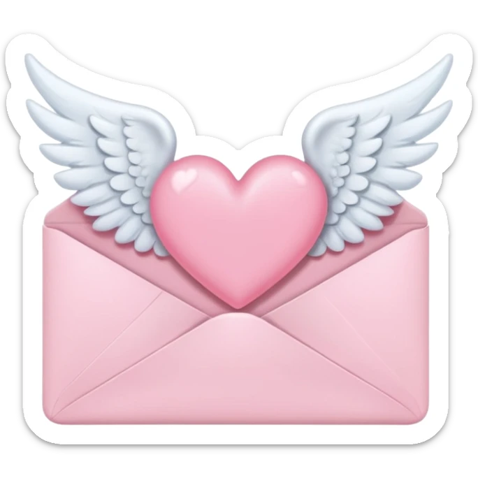cute baby pink colored envelope with a cute pink heart on the middle with cute  pairs of baby angel wings sticker