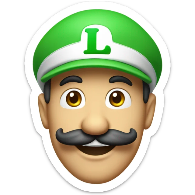 Luigi smoking a BIG  blunt as an emoji. , just his face. Be accurate to how he looks sticker