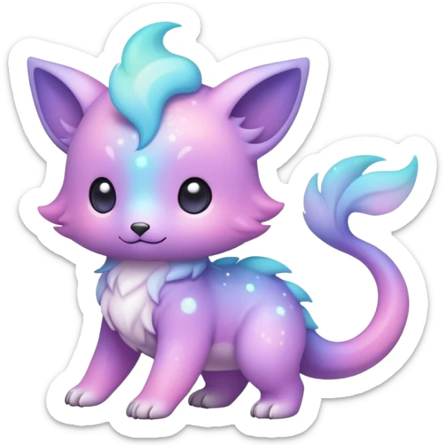 Cute adorable kawaii colorful pastel nebula fantasy animal hybrid Fakemon full body sticker
