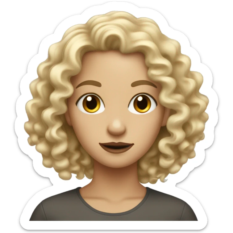 dirty blonde girl who does grpahic design and has very curly hair  sticker