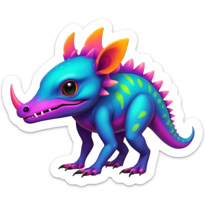 Dark vibrant pastel bright neon colorful edgy exotic painted Fakémon-Pokémon-Vernid-creature sticker