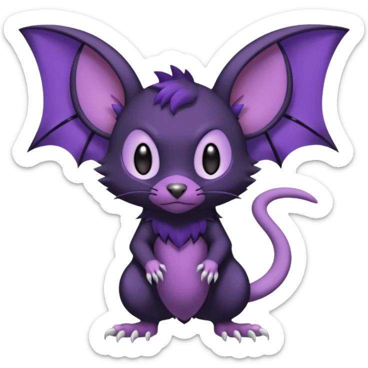 Rattata-Noibat-Purrloin-Fakemon-hybrid-creature (full body) sticker