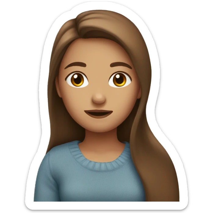 Girl with brown long hair and a blue sweater sticker