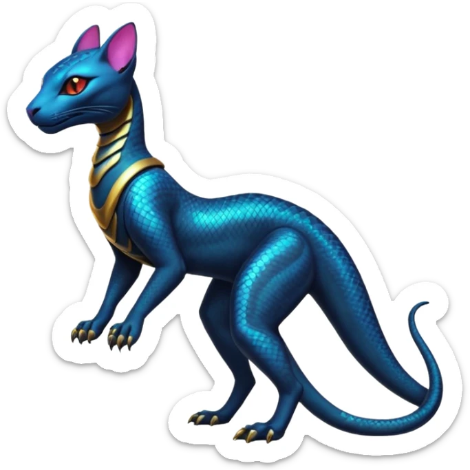 Futuristic Ethereal Beautiful Salandit-Bastet-Fakémon-hybrid-creature (full body)  sticker