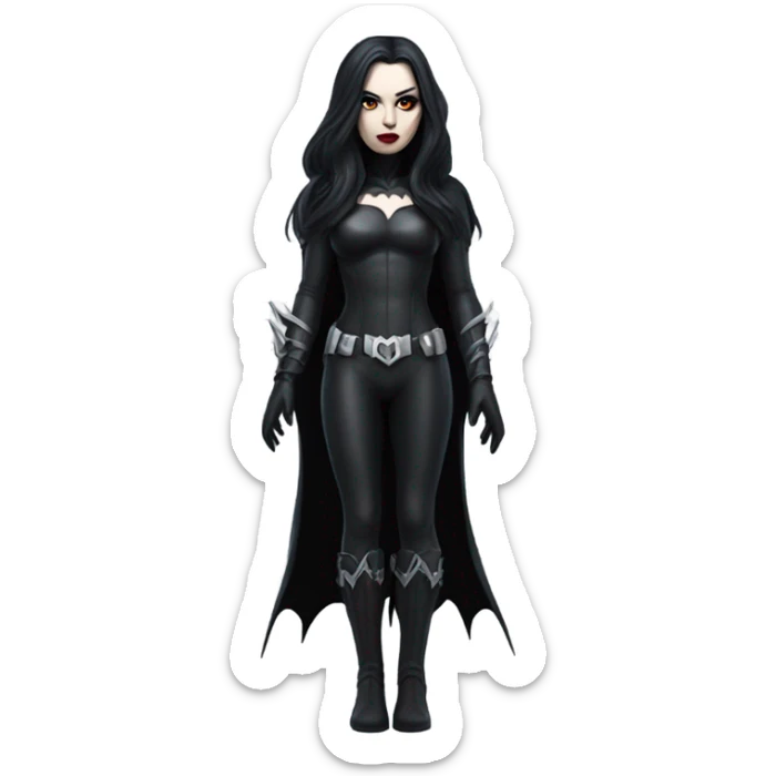 Gothic Batwoman white skin dark long hair full body sticker