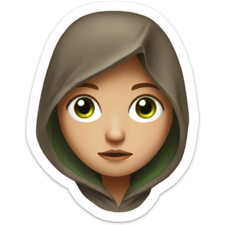 Green eye, brown hair girl, depressed with hoodie sticker