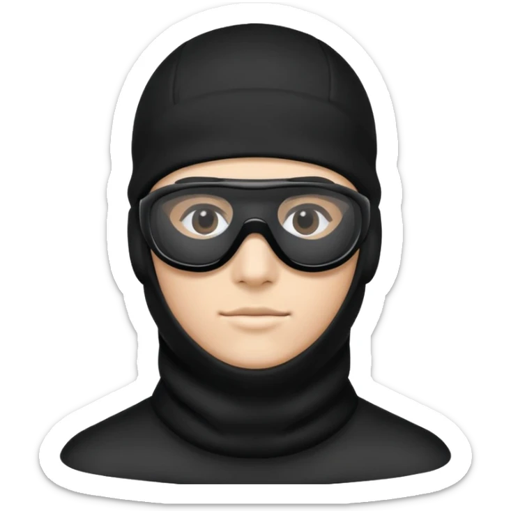 Face with black balaclava and black tinted sports glasses sticker