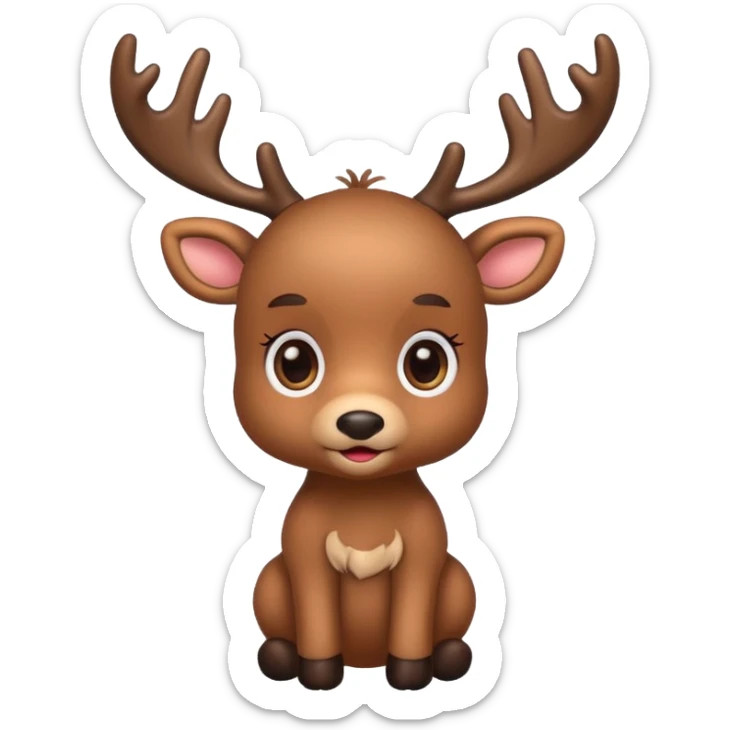 reindeer baby  cute, full body , gifts stuck in head sticker