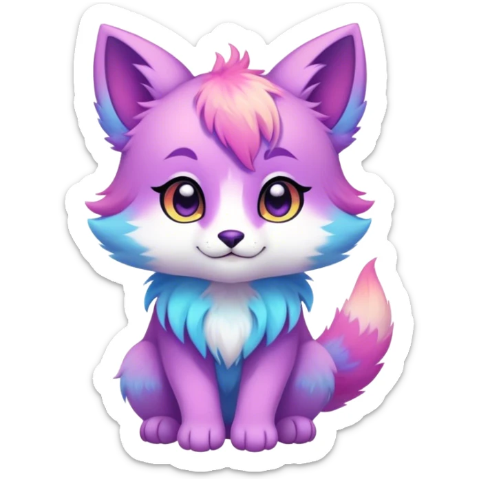 Kawaii bright fantasy ethereal anthro fursona animal sticker