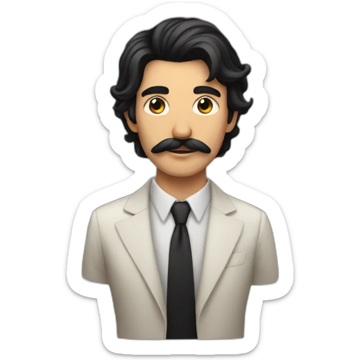 black hair with skin and moustache man with black and long hair with skin lady sticker