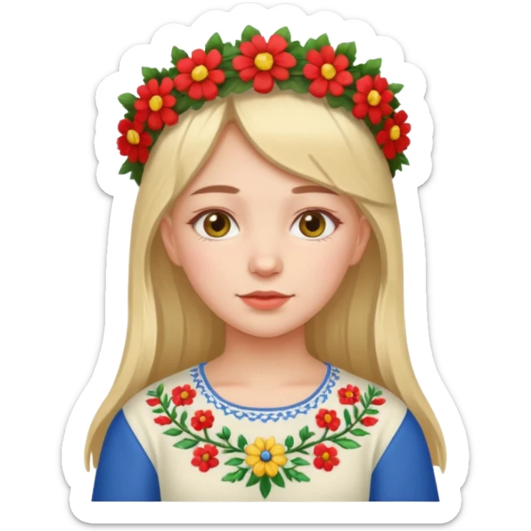 Ukrainian girl in a wreath and embroidered shirt sticker