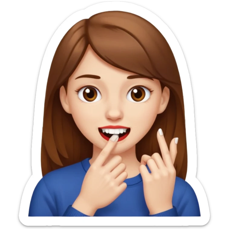 Une fille brune et blanche qui se mord l'ongle avec ses dents comme si elle draguait qqn sticker