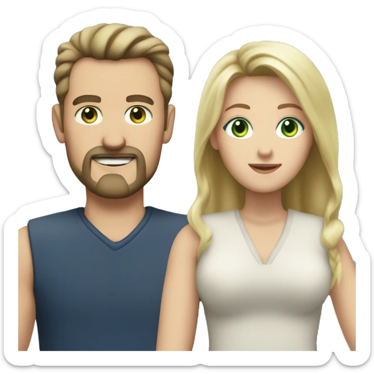 Brown hair green eyes goatee older man with blonde hair blue eyes woman sticker