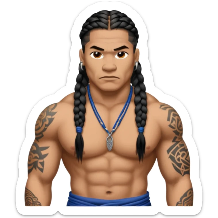 Boo-Yaa Tribe Samoans with long braided hair, very muscular, tattoos, and Los Angeles street culture clothing. Tough and menacing. sticker
