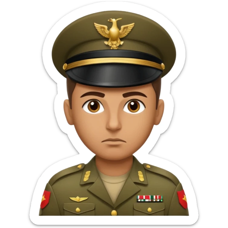 A portrait of an Iraqi soldier, shown from head to chest sticker