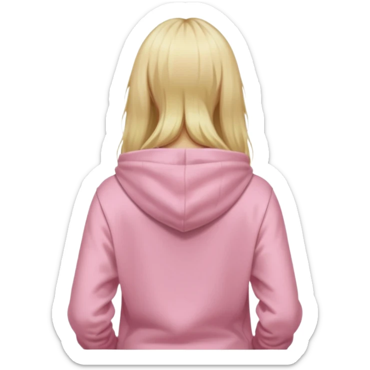 close up back view of long blonde hair, light pink hoodie sticker