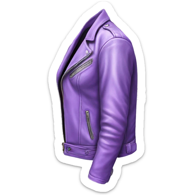 Realistic isolated side view of an open lavender to light purple ombre fashion leather jacket sticker
