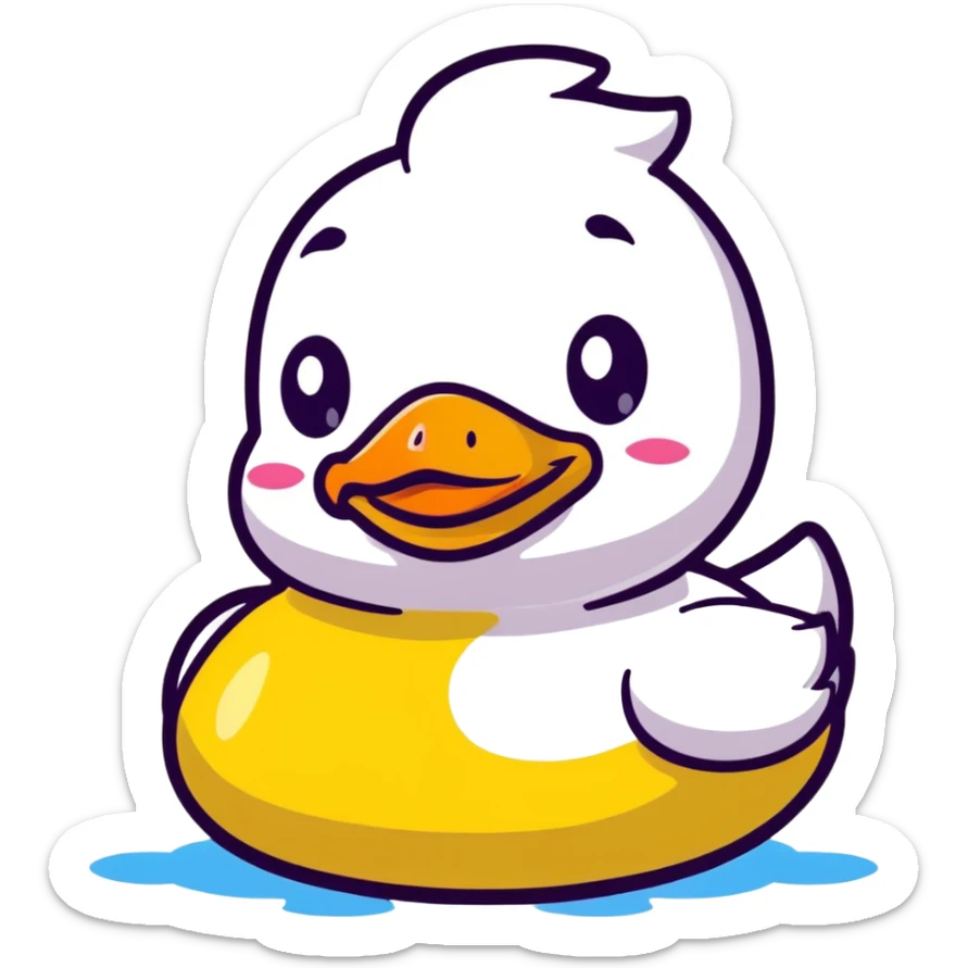 A cheerful cartoon rubber duck with a sweet face and big sparkly eyes sticker