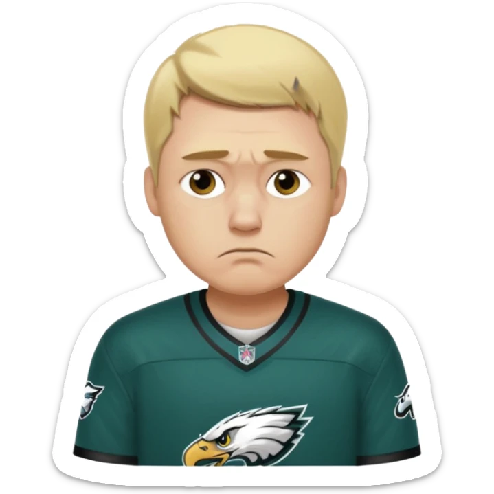 An adult blonde male Eagles fan who is sad sticker