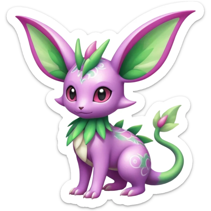 Shiny Exotic Cute Adorable Majestic Ethereal Sparkly Flygon-Espeon-Meganium-Shaymin-Hybrid-Creature with pattern-markings sticker