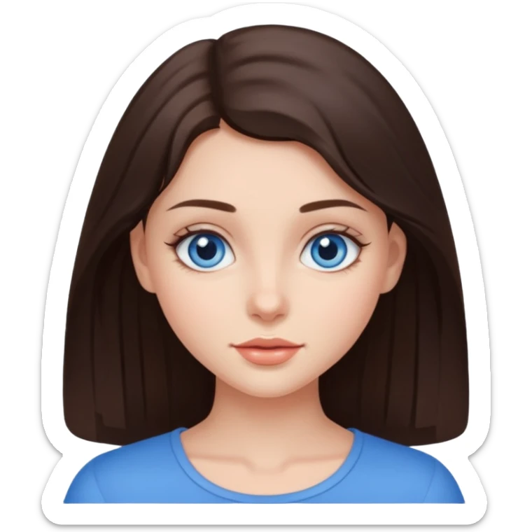 a beautiful and sweet brunette girl with blue eyes sticker