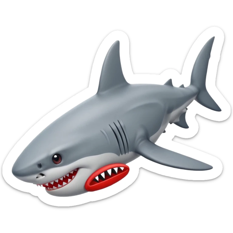 Q se vea más animado el tiburón  q sus tres patas tengan zapatillas nike color rojo sticker