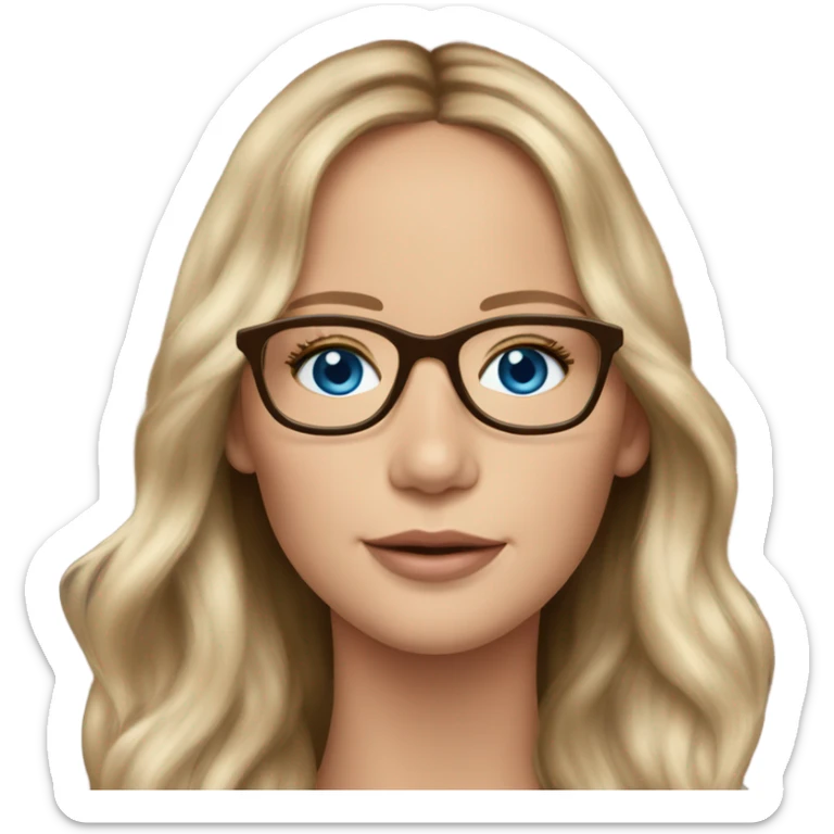 Photo Jennifer Lawrence with blue eyes glasses and long chocolate hair sticker