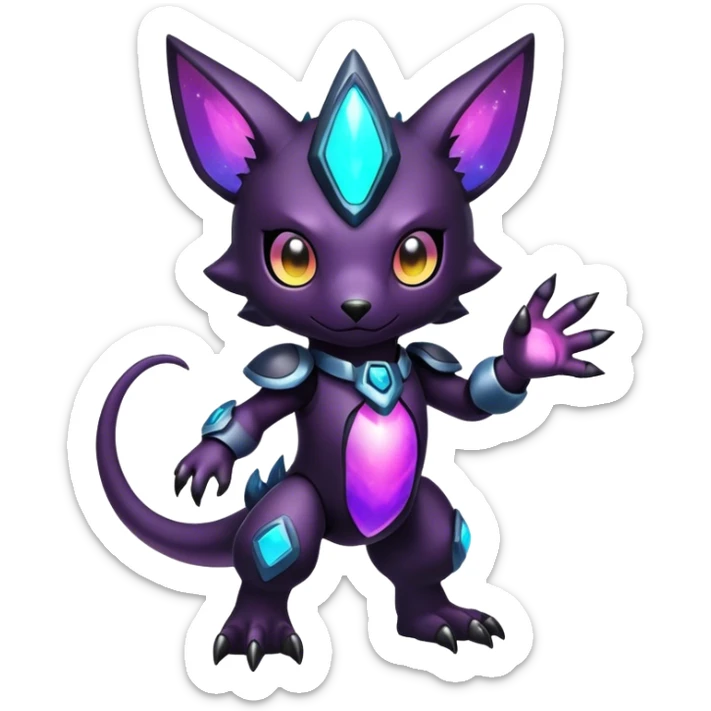 Cute cool colorful dark nebula fantasy-Digimon-animal-hybrid full body sticker