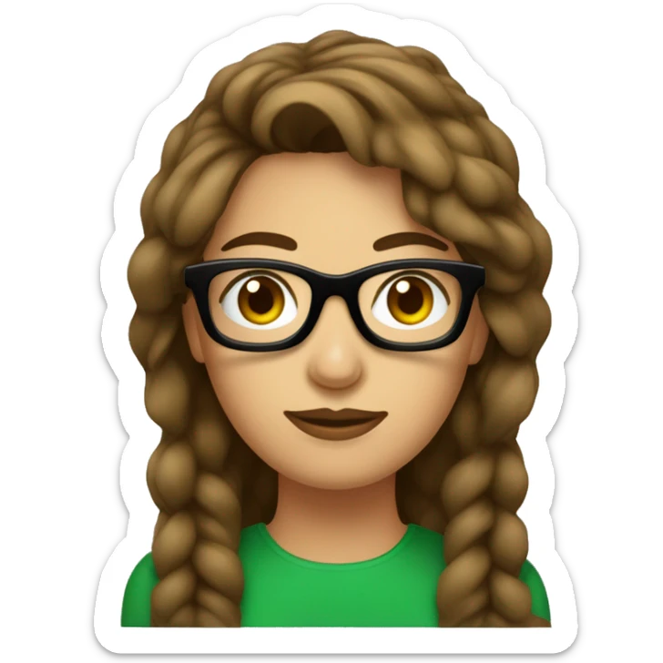 mujer de 30 años, ojos verdes con gafas de pasta marrones. pelo por encima de los hombros marron y liso sticker