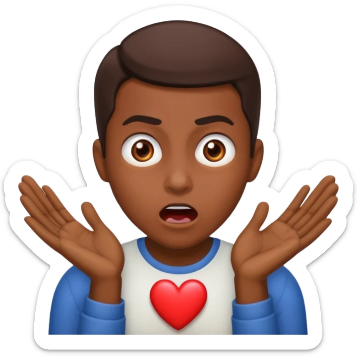 heart thumping out of chest brown skin person sticker