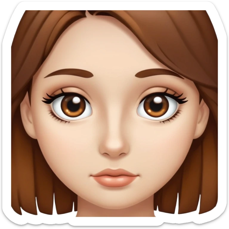 A girl with brown hair, black eyes, and cream skin with moles around her eyes. sticker