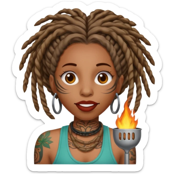 Stem girl with locs, a grill in her mouth and tattoos  sticker
