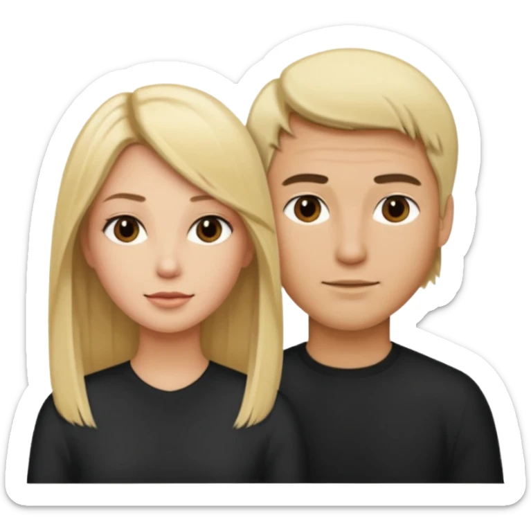 Blonde pretty woman with long straight hair with a pretty man with black short hair  sticker