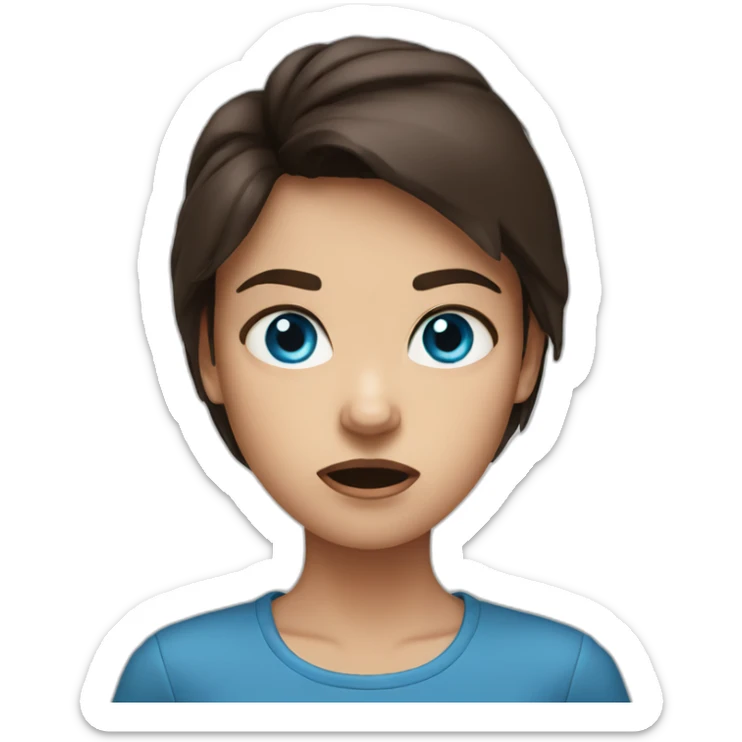 angry-girl-with-blue-eyes-and-dark-brown-hair-color sticker