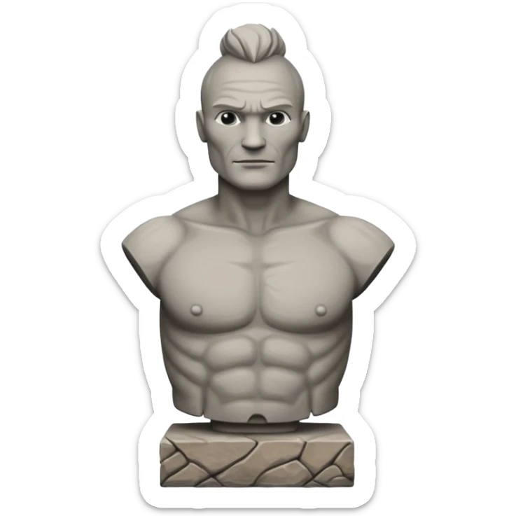 Cinematic realistic ultra HD - musician Sting as a torso antique stone sculpture sticker