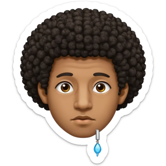 brownskin black man with a curly afro with sleepy eyes with a face dermal piercing and left nose piercing  sticker