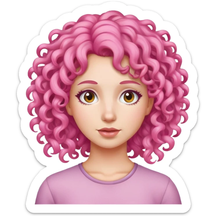 Women with pink curly hair sticker