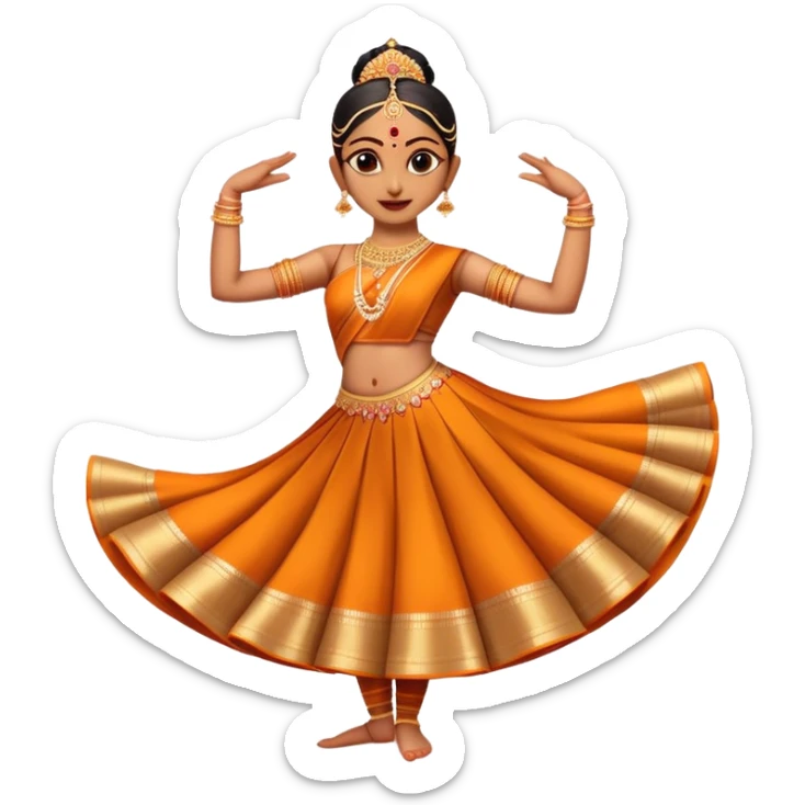 cinematic-realistic-bharatanatyam-dance-emoji,-depicted-as-an-elegant-classical-indian-dance-performance-with-graceful-poses,-intricate-costumes,-and-expressive-hand-gestures,-rendered-with-rich-textures-and-warm-dramatic-lighting, single dancer sticker