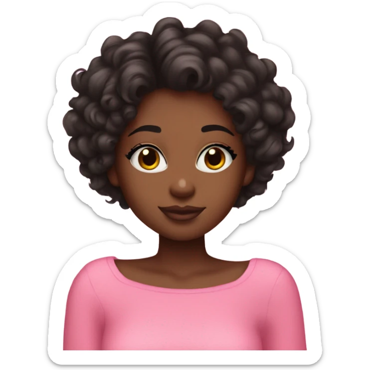 black girl with short curly hair wearing a pink victorias secret off shoulder top  sticker