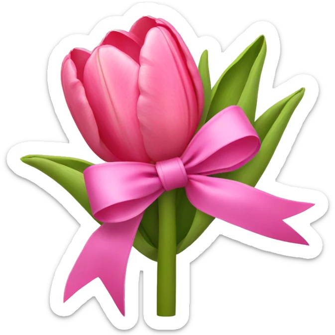 Pink tulips with a bow sticker