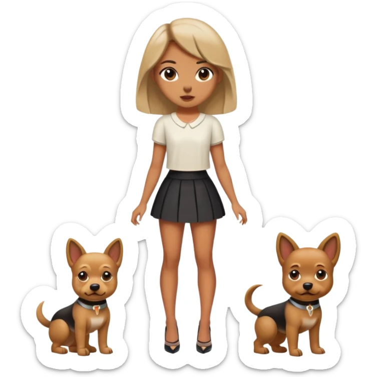 Girl dressed like a dog and in short lashes skirt and short top and heels sticker